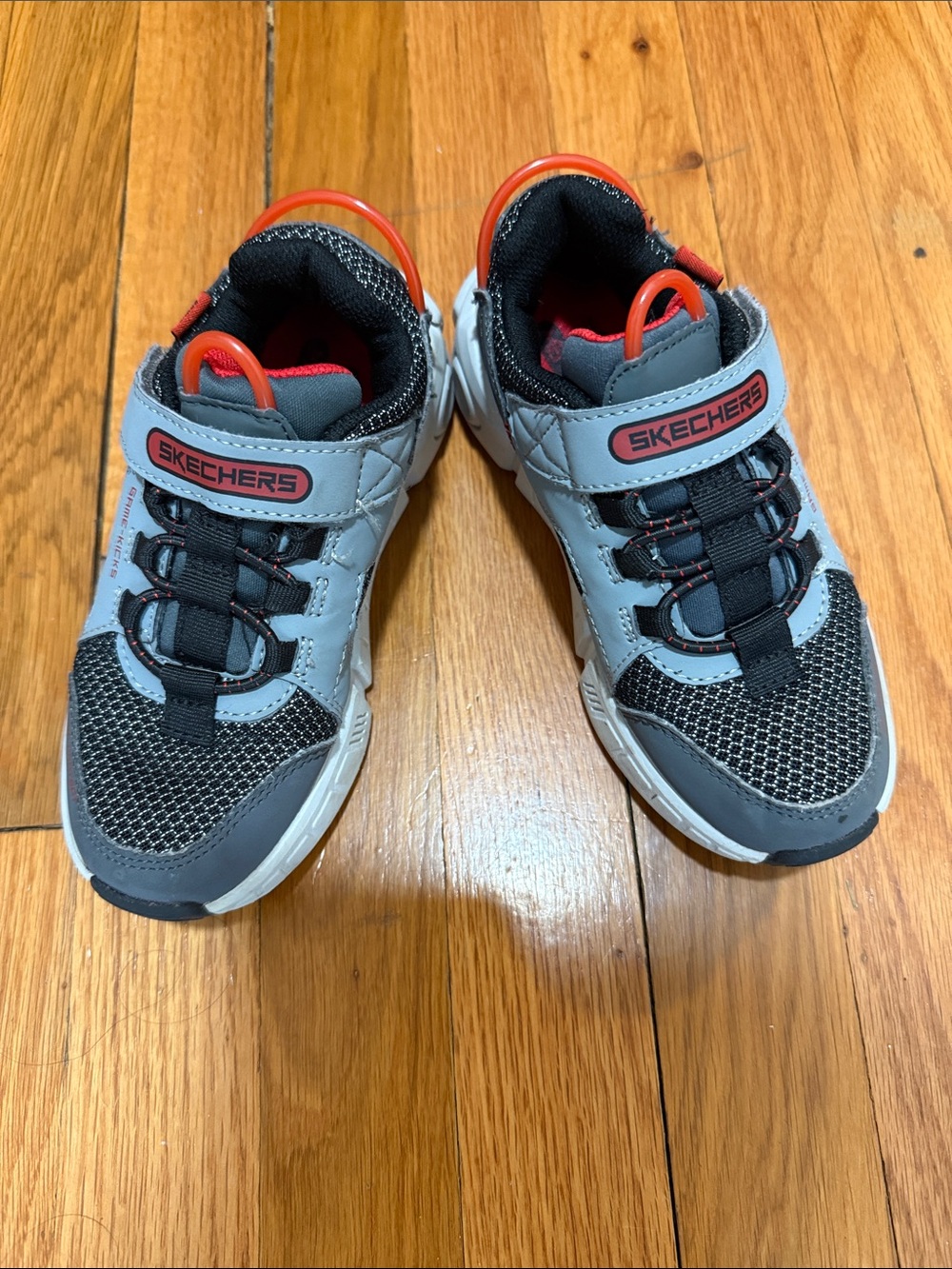 Skechers Kids Gray, Black & Red Athletic Sneakers